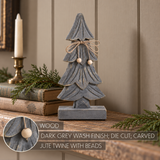 VHC Brands - Gray Four-Tiered Wooden Christmas Tree 10.25in