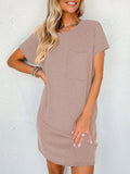 Round Neck Short Sleeve Mini Dress