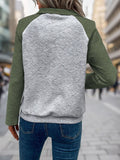 Contrast Textured Long Sleeve Sweatshirt