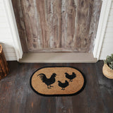 VHC Brands - Down Home Rooster & Hens Coir Rug Oval 20x30