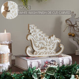 VHC Brands - Wooden Christmas Sleigh White Washed 7x6x1