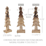 VHC Brands - Christmas Tree Two-Toned Natural Wood Figurine 11.75in