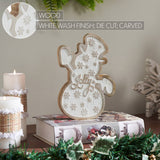 VHC Brands - White Wooden Snowman Christmas Decor 8"