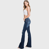 Petra153 - T929MF-MD (OPEN PACK) DISTRESSED MID RISE STRETCH FLARE: 11/29