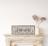 Kendrick Home - Personalized Zip City State Overlay White: 12 x 4 x 1.5