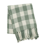 VHC Brands - Pistachio Green Check Woven Throw Blanket with Fringe 50x60