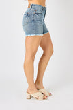 Judy Blue Full Size Button Fly Raw Hem Denim Shorts