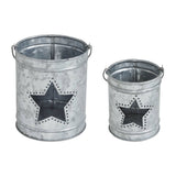 VHC Brands - Star Galvanized Metal Votive Candle Holder Set 2pc