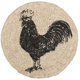 VHC Brands - Rooster Braided Coasters 4" Set of 6 Sawyer Mill Charcoal