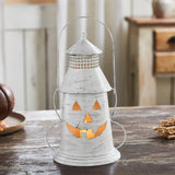 VHC Brands - Halloween Jack O Lanter Candle Holder Distressed White
