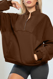 Half Zip Drop Shoulder Long Sleeve Sweatshirt