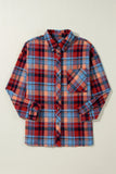 Plaid Collared Neck Long Sleeve Shirt