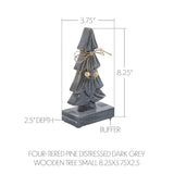 VHC Brands - Gray Four-Tiered Wooden Christmas Tree 8.25in