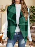 Plaid Open Front Vest Coat