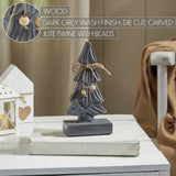 VHC Brands - Gray Four-Tiered Wooden Christmas Tree 8.25in