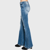 Petra153 - <PETITE SIZE> TZ929MF DISTRESSED MID RISE STRETCH FLARE JEAN: 9/28