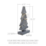 VHC Brands - Gray Four-Tiered Wooden Christmas Tree 10.25in