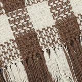 VHC Brands - Cocoa Brown Heritage Check Throw Blanket with Fringe 50x60