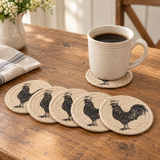 VHC Brands - Rooster Braided Coasters 4" Set of 6 Sawyer Mill Charcoal