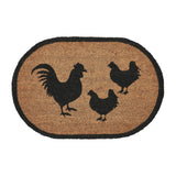 VHC Brands - Down Home Rooster & Hens Coir Rug Oval 20x30