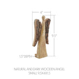 VHC Brands - Natural and Dark Wooden Angel Small 9.5x4x1.5