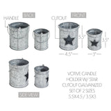 VHC Brands - Star Galvanized Metal Votive Candle Holder Set 2pc