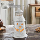 VHC Brands - Halloween Jack O Lanter Candle Holder Distressed White
