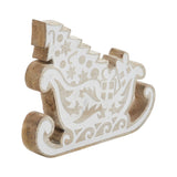 VHC Brands - Wooden Christmas Sleigh White Washed 7x6x1