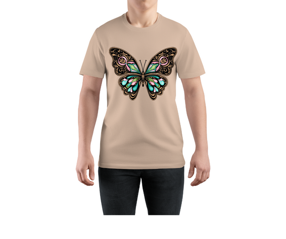 MBC butterfly on a darker tan tee