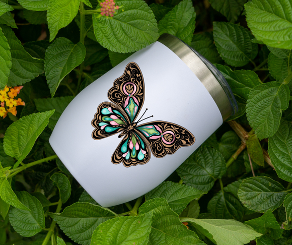 Wine tumbler butterfly