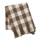 VHC Brands - Cocoa Brown Heritage Check Throw Blanket with Fringe 50x60