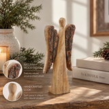VHC Brands - Natural and Dark Wooden Angel Small 9.5x4x1.5