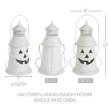 VHC Brands - Halloween Jack O Lanter Candle Holder Distressed White