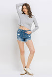 Vervet by Flying Monkey Distressed Raw Hem Denim Shorts