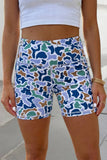 Aapparella - Abstract Camo Printed Seam Slim Fit Shorts | S-XL : Sky Blue / M