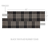 VHC Brands - Eston Black Tan Plaid Runner 12x48
