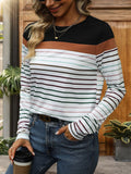 Striped Round Neck Long Sleeve T-Shirt