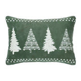 VHC Brands - 4 Christmas Trees Green Velvet Throw Pillow 14x10