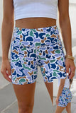 Aapparella - Abstract Camo Printed Seam Slim Fit Shorts | S-XL : Sky Blue / M