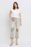 Lovervet Distressed Raw Hem Cropped Flare Jeans