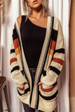 Striped Open Front Longline Cardigan