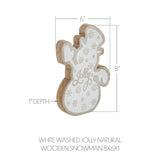 VHC Brands - White Wooden Snowman Christmas Decor 8"
