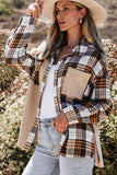 Pocketed Plaid Collared Neck Dropped Shoulder Shacket