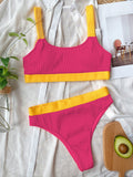 Contrast Scoop Neck Wide Strap Two-Piece Swim Set