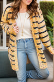 Striped Open Front Long Sleeve Cardigan