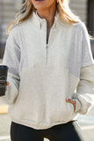 Half Zip Drop Shoulder Long Sleeve Sweatshirt