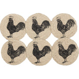 VHC Brands - Rooster Braided Coasters 4" Set of 6 Sawyer Mill Charcoal