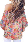 Tied Printed Off-Shoulder Half Sleeve Blouse