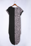 Leopard Color Block Split Dress