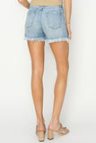 RISEN Button Fly Frayed Hem Denim Shorts